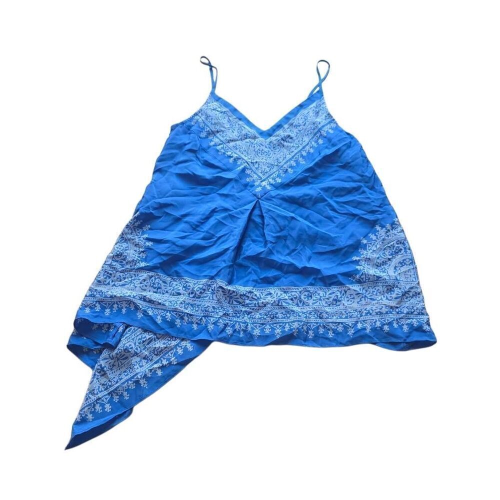 Anthropologie HD in Paris Sz 4 blue 100% silk bandana print top